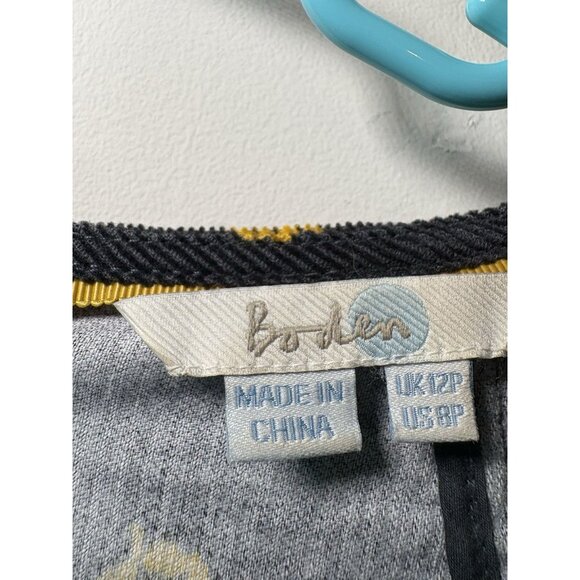 BODEN Fall Corduroy Navy Dress Leaves Cottagecore Preppy 3/4 Sleeve Size 8P - Picture 4 of 8